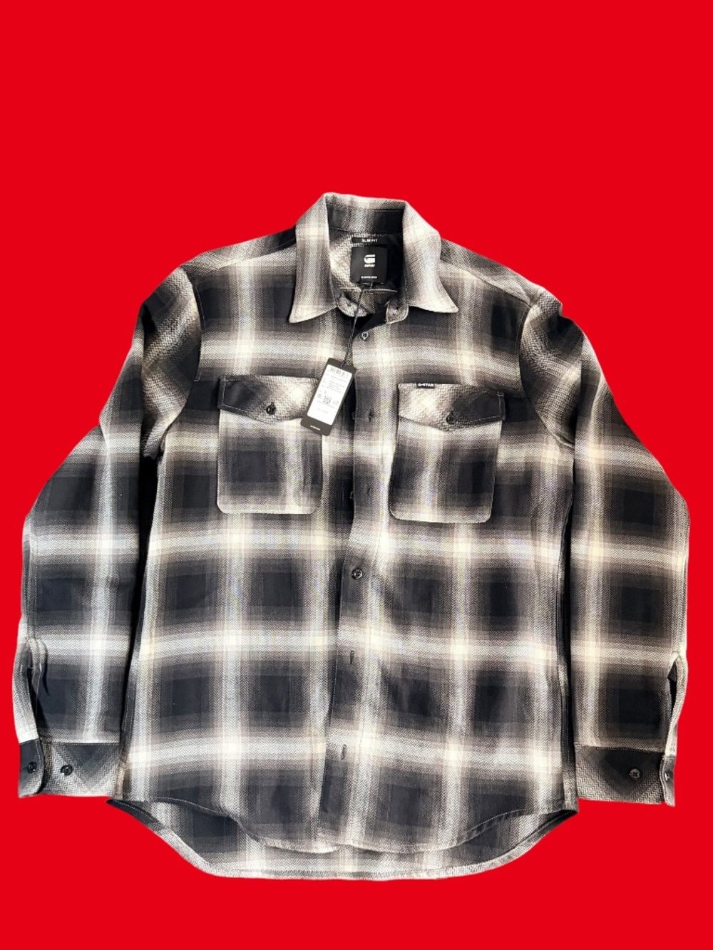 G-Star Marine Slim Long Sleeve Shirt in Dark Black & Dale Check Size: L
